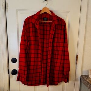 American Eagle Outfitters Vintage Red and Black Flannel Plaid Shirt